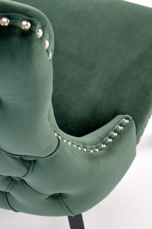 ALDA HALMAR Upholstered Wooden Dining Chair in Dark Green Fabric with Black Legs