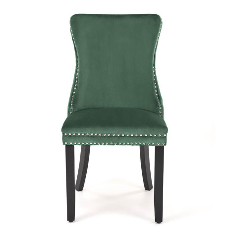 ALDA HALMAR Upholstered Wooden Dining Chair in Dark Green Fabric with Black Legs