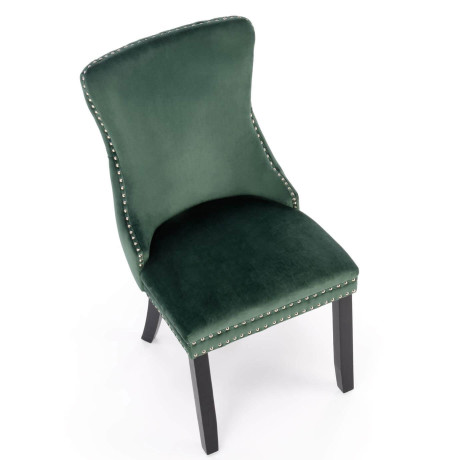 ALDA HALMAR Upholstered Wooden Dining Chair in Dark Green Fabric with Black Legs