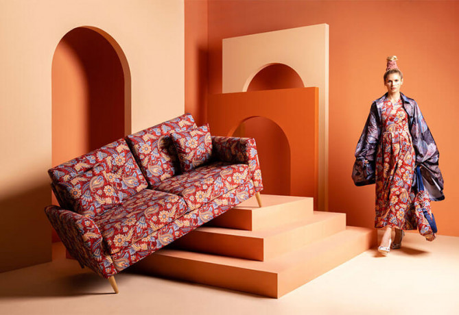 MAXIME 2S BRW 2 Seater Sofa Print Orient