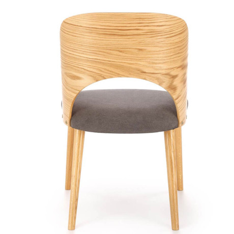 CADIZ HALMAR Upholstered Wooden Dining Chair in Grey Fabric with Natural Oak Frame