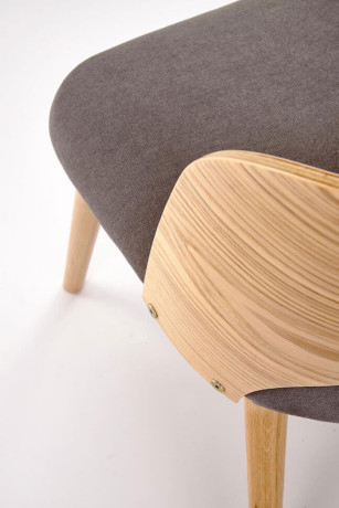 CADIZ HALMAR Upholstered Wooden Dining Chair in Grey Fabric with Natural Oak Frame