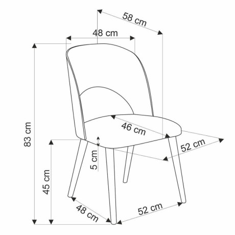 CADIZ HALMAR Upholstered Wooden Dining Chair in Grey Fabric with Natural Oak Frame