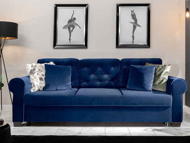 ARLES LUX 3DL BRW 3 Seater Sofa Bed Blue