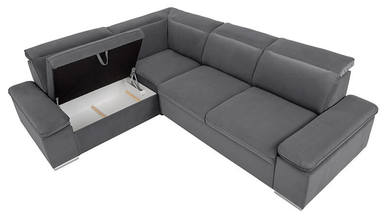 DARBY 2F BRW Corner Sofa Bed Grey