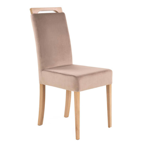 CLARION HALMAR Upholstered Wooden Dining Chair in Brown Fabric with Honey Oak Frame