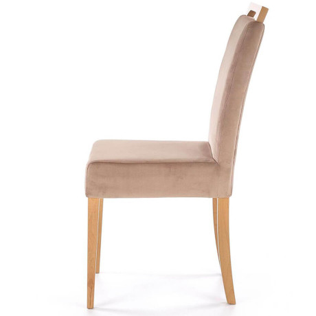 CLARION HALMAR Upholstered Wooden Dining Chair in Brown Fabric with Honey Oak Frame