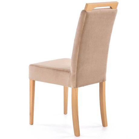 CLARION HALMAR Upholstered Wooden Dining Chair in Brown Fabric with Honey Oak Frame