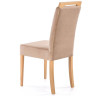 CLARION HALMAR Upholstered Wooden Dining Chair in Brown Fabric with Honey Oak Frame
