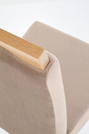 CLARION HALMAR Upholstered Wooden Dining Chair in Brown Fabric with Honey Oak Frame