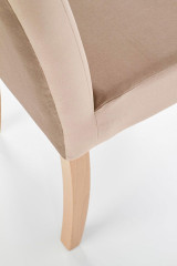 CLARION HALMAR Upholstered Wooden Dining Chair in Brown Fabric with Honey Oak Frame