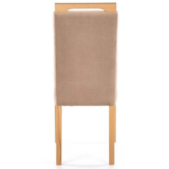 CLARION HALMAR Upholstered Wooden Dining Chair in Brown Fabric with Honey Oak Frame