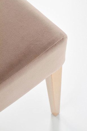 CLARION HALMAR Upholstered Wooden Dining Chair in Brown Fabric with Honey Oak Frame