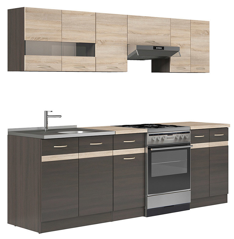 CJC Furniture LTD JUNONA 240 Complete Kitchen Set 7 Cabinets Cupboards Units Wenge//Sonoma Oak