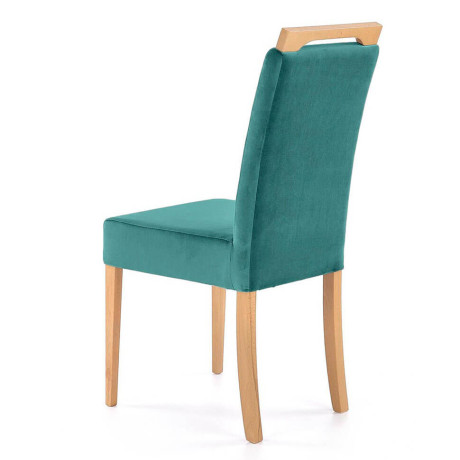CLARION HALMAR Upholstered Wooden Dining Chair in Green Fabric with Honey Oak Frame