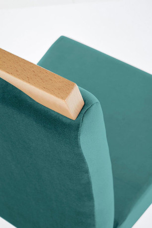 CLARION HALMAR Upholstered Wooden Dining Chair in Green Fabric with Honey Oak Frame