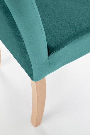 CLARION HALMAR Upholstered Wooden Dining Chair in Green Fabric with Honey Oak Frame