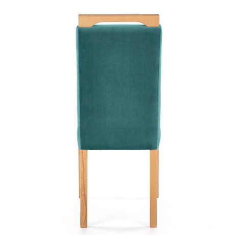 CLARION HALMAR Upholstered Wooden Dining Chair in Green Fabric with Honey Oak Frame