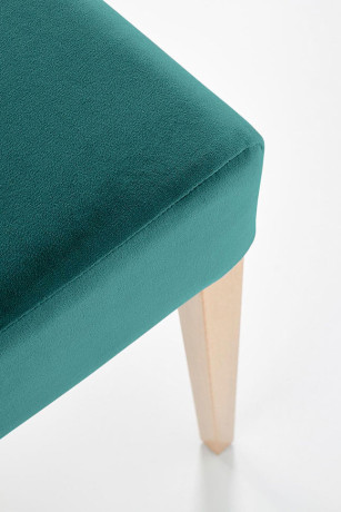 CLARION HALMAR Upholstered Wooden Dining Chair in Green Fabric with Honey Oak Frame