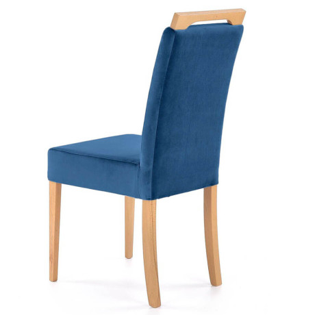 CLARION HALMAR Upholstered Wooden Dining Chair in Blue Fabric with Honey Oak Frame