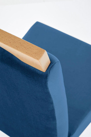 CLARION HALMAR Upholstered Wooden Dining Chair in Blue Fabric with Honey Oak Frame