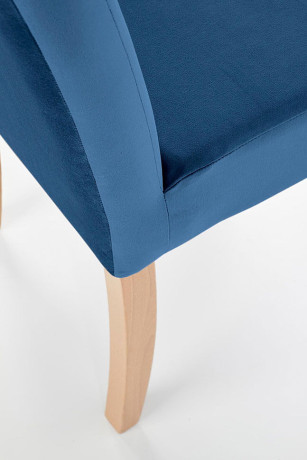 CLARION HALMAR Upholstered Wooden Dining Chair in Blue Fabric with Honey Oak Frame