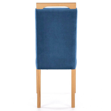 CLARION HALMAR Upholstered Wooden Dining Chair in Blue Fabric with Honey Oak Frame