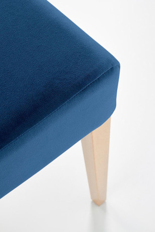 CLARION HALMAR Upholstered Wooden Dining Chair in Blue Fabric with Honey Oak Frame