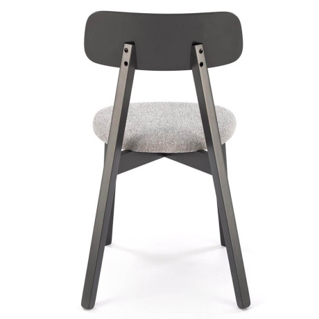 HYLO HALMAR Upholstered Wooden Dining Chair in Grey Fabric with Black Frame