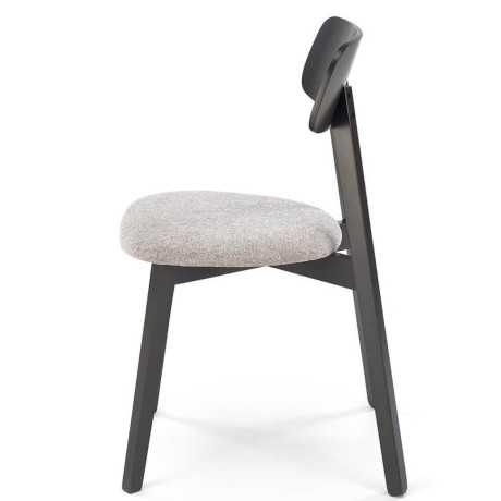 HYLO HALMAR Upholstered Wooden Dining Chair in Grey Fabric with Black Frame