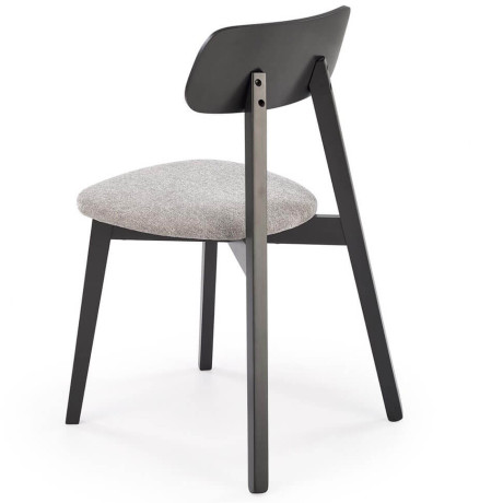 HYLO HALMAR Upholstered Wooden Dining Chair in Grey Fabric with Black Frame