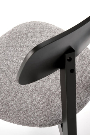 HYLO HALMAR Upholstered Wooden Dining Chair in Grey Fabric with Black Frame