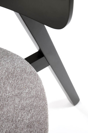 HYLO HALMAR Upholstered Wooden Dining Chair in Grey Fabric with Black Frame