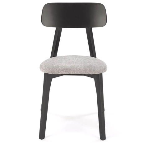 HYLO HALMAR Upholstered Wooden Dining Chair in Grey Fabric with Black Frame