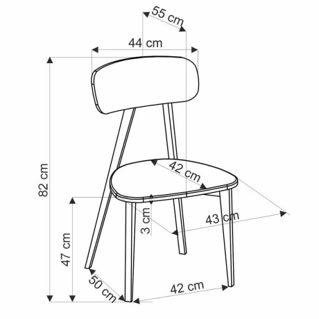 HYLO HALMAR Upholstered Wooden Dining Chair in Grey Fabric with Black Frame
