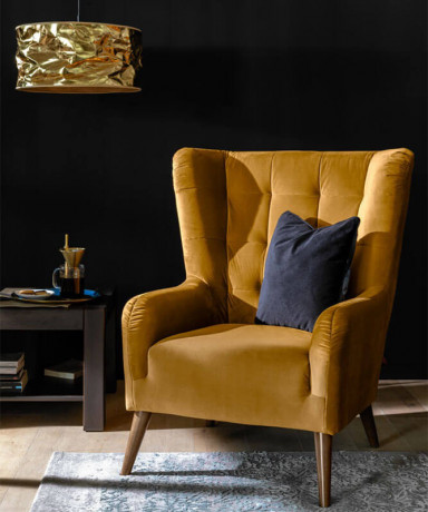CASEY ES BRW Armchair Yellow Rain