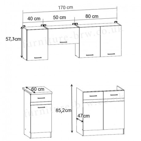 JUNONA LINE 170 ZBL Kitchen Set Light Delano Oak