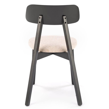 HYLO HALMAR Upholstered Wooden Dining Chair in Beige Fabric with Black Frame