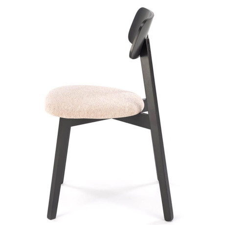 HYLO HALMAR Upholstered Wooden Dining Chair in Beige Fabric with Black Frame