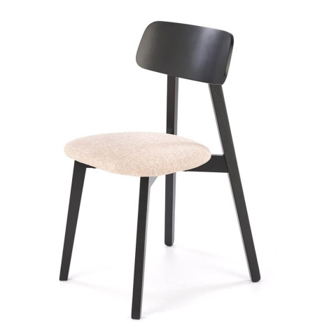 HYLO HALMAR Upholstered Wooden Dining Chair in Beige Fabric with Black Frame