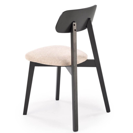 HYLO HALMAR Upholstered Wooden Dining Chair in Beige Fabric with Black Frame