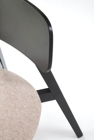 HYLO HALMAR Upholstered Wooden Dining Chair in Beige Fabric with Black Frame