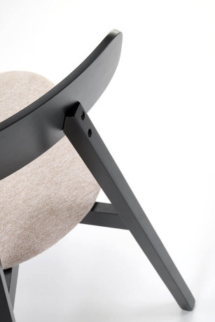 HYLO HALMAR Upholstered Wooden Dining Chair in Beige Fabric with Black Frame