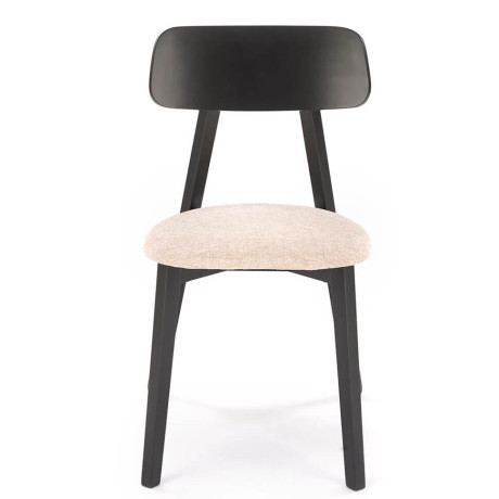 HYLO HALMAR Upholstered Wooden Dining Chair in Beige Fabric with Black Frame