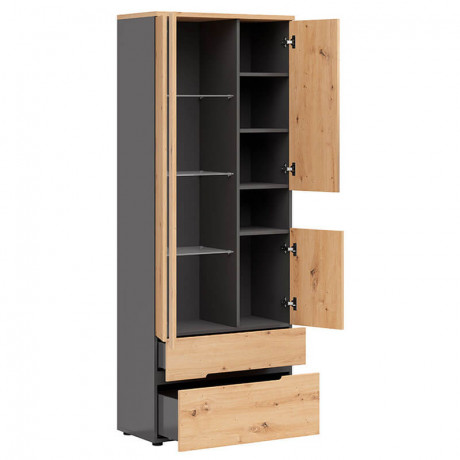 REG1W2D2S/20/8 MEMPHIS BRW Glass-Fronted Cabinet