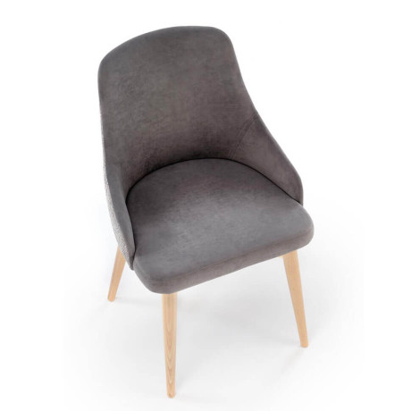 MALAGA HALMAR Swivel Upholstered Wooden Dining Chair in Grey Fabric with Beech Legs