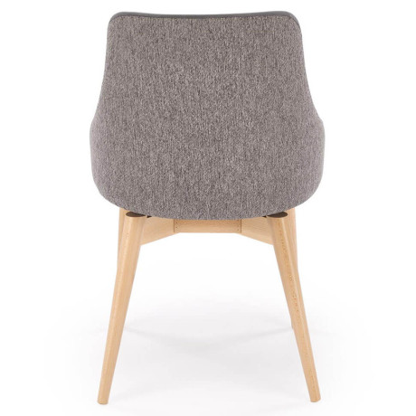 MALAGA HALMAR Swivel Upholstered Wooden Dining Chair in Grey Fabric with Beech Legs