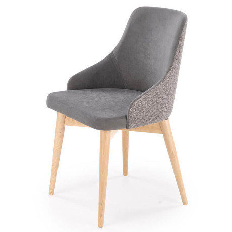 MALAGA HALMAR Swivel Upholstered Wooden Dining Chair in Grey Fabric with Beech Legs