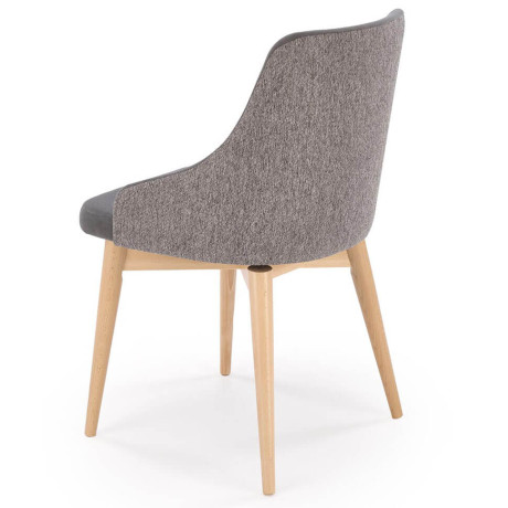 MALAGA HALMAR Swivel Upholstered Wooden Dining Chair in Grey Fabric with Beech Legs
