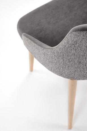 MALAGA HALMAR Swivel Upholstered Wooden Dining Chair in Grey Fabric with Beech Legs